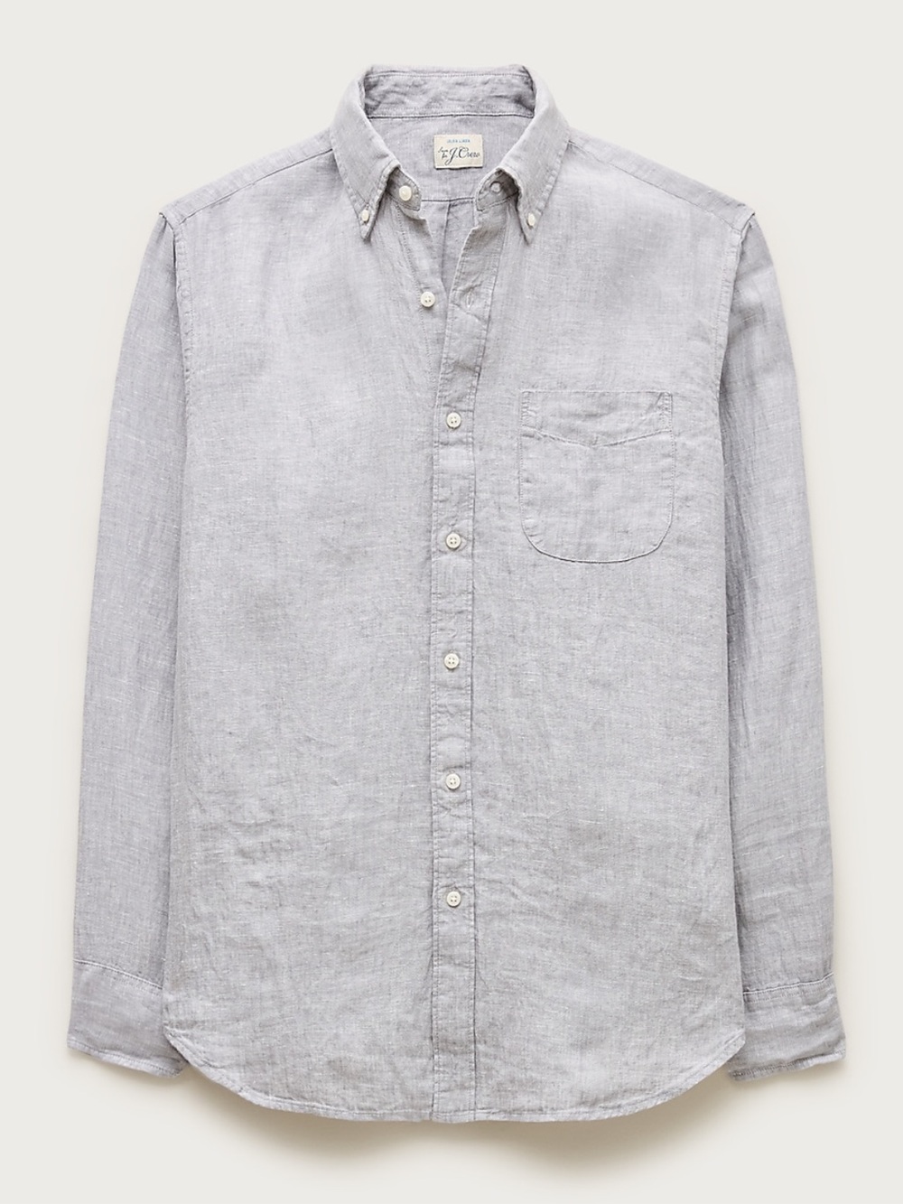 J.Crew Mens Baird McNutt Irish Linen Long Sleeve Shirt in Pebbel Grey NWOT Large